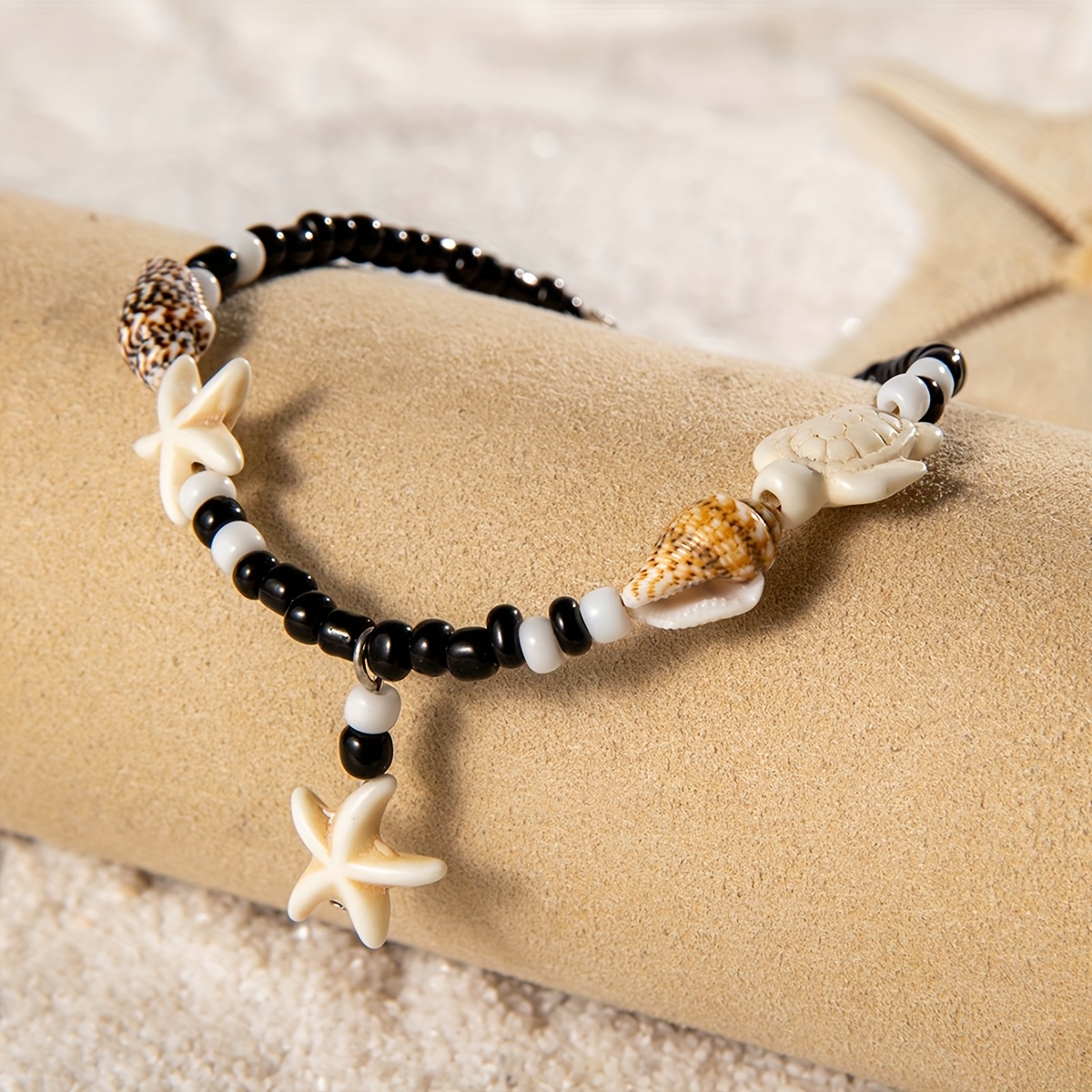 Bohemian Ocean Style Resin Starfish and Turtle Anklet